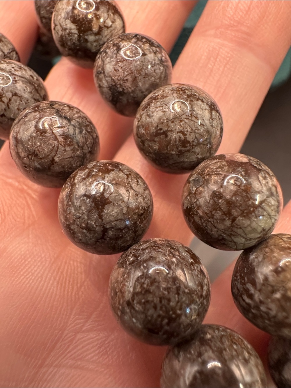 Chocolate Snowflake Obsidian Sterling 925 18” - Picture 4 of 4